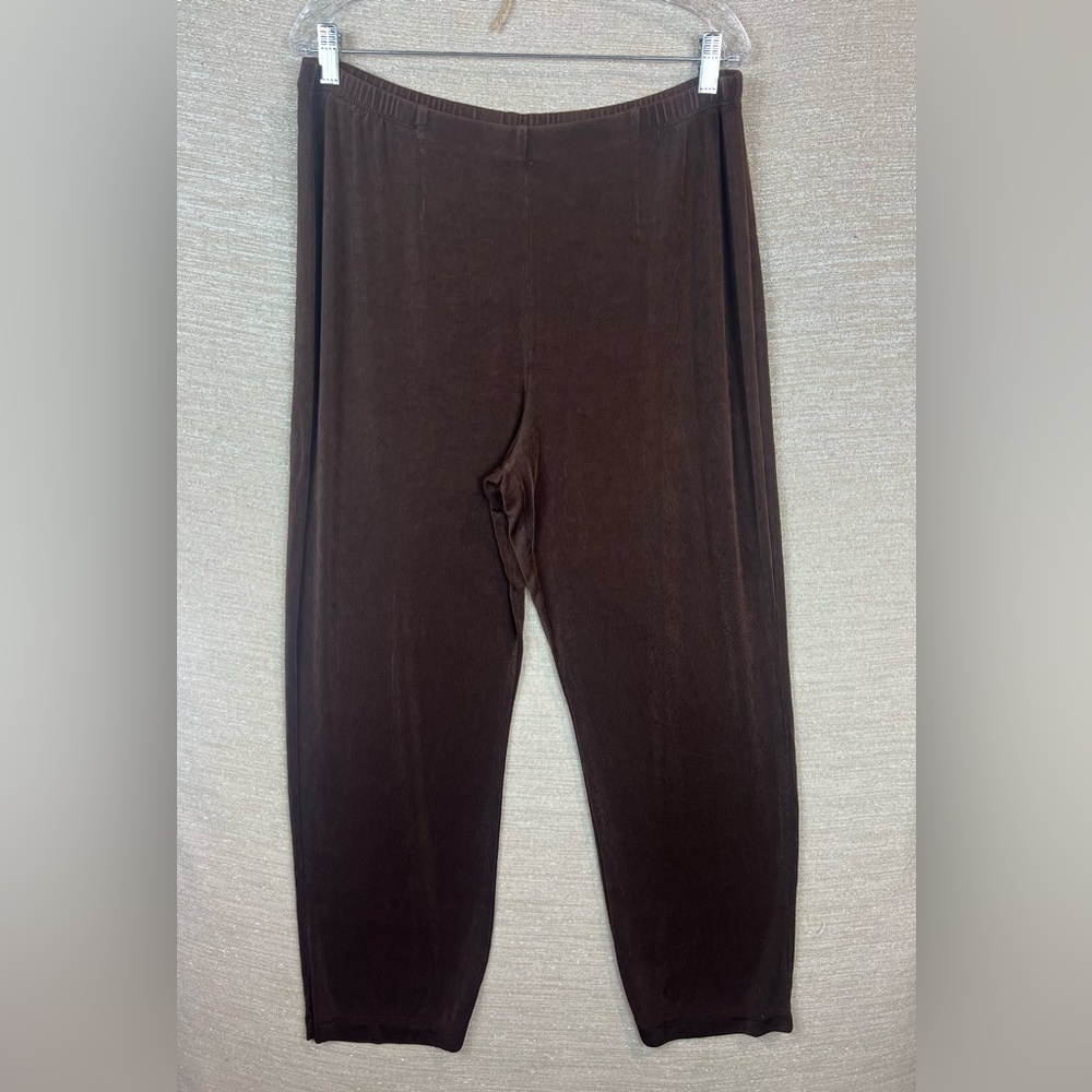 Chicos Travelers Size 3 US Size 16 Brown High Rise Slinky Pull On Pants